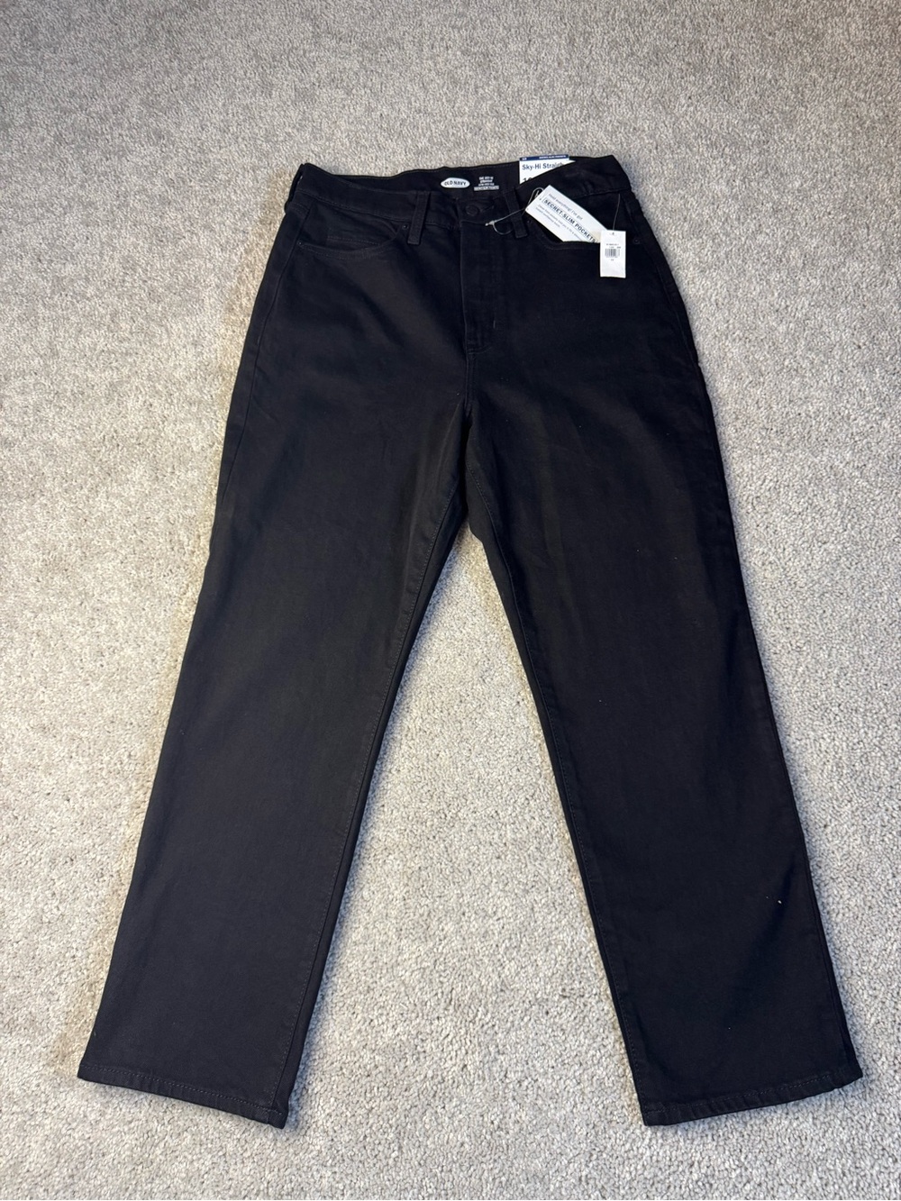 Old Navy Women's Black Extra High Rise Straight-Leg Jeans
